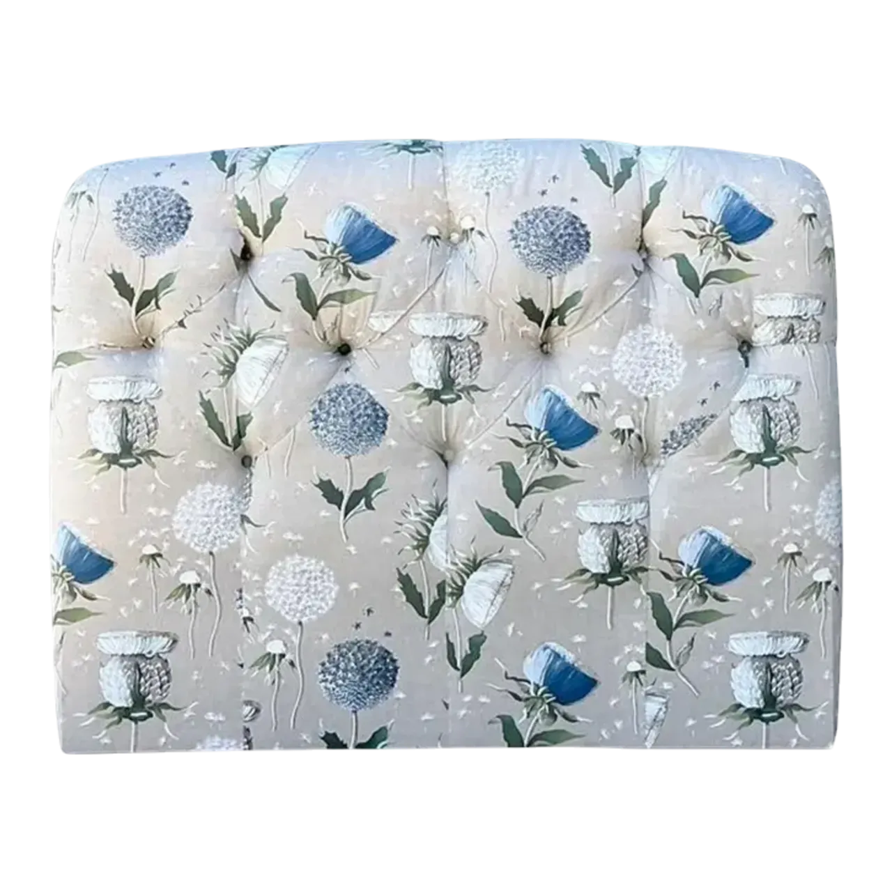 Vintage Printed Flower Upholstered Queen Headboard