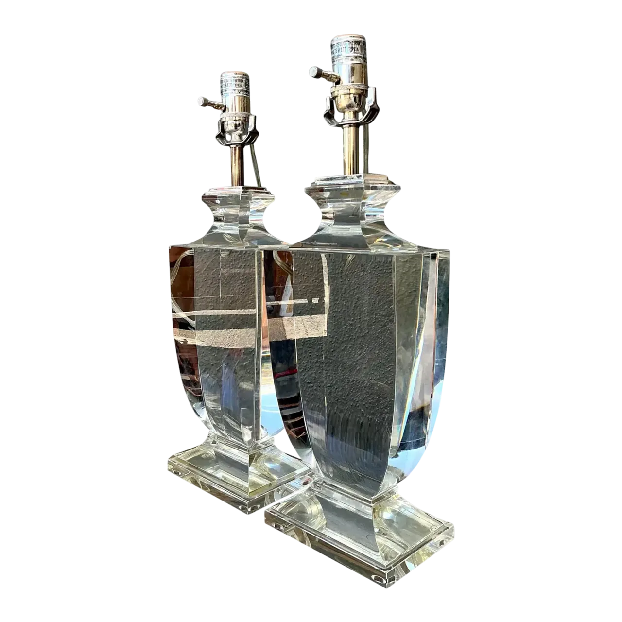 Vintage Regency Glass Lamps - A Pair