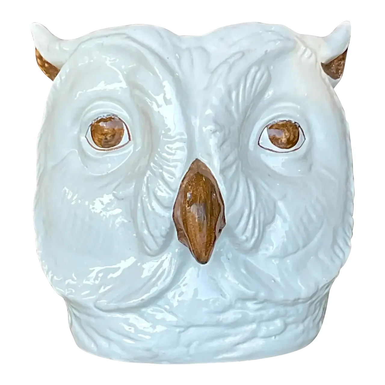 Vintage Regency Italian Hand Painted Owl Cache Pot