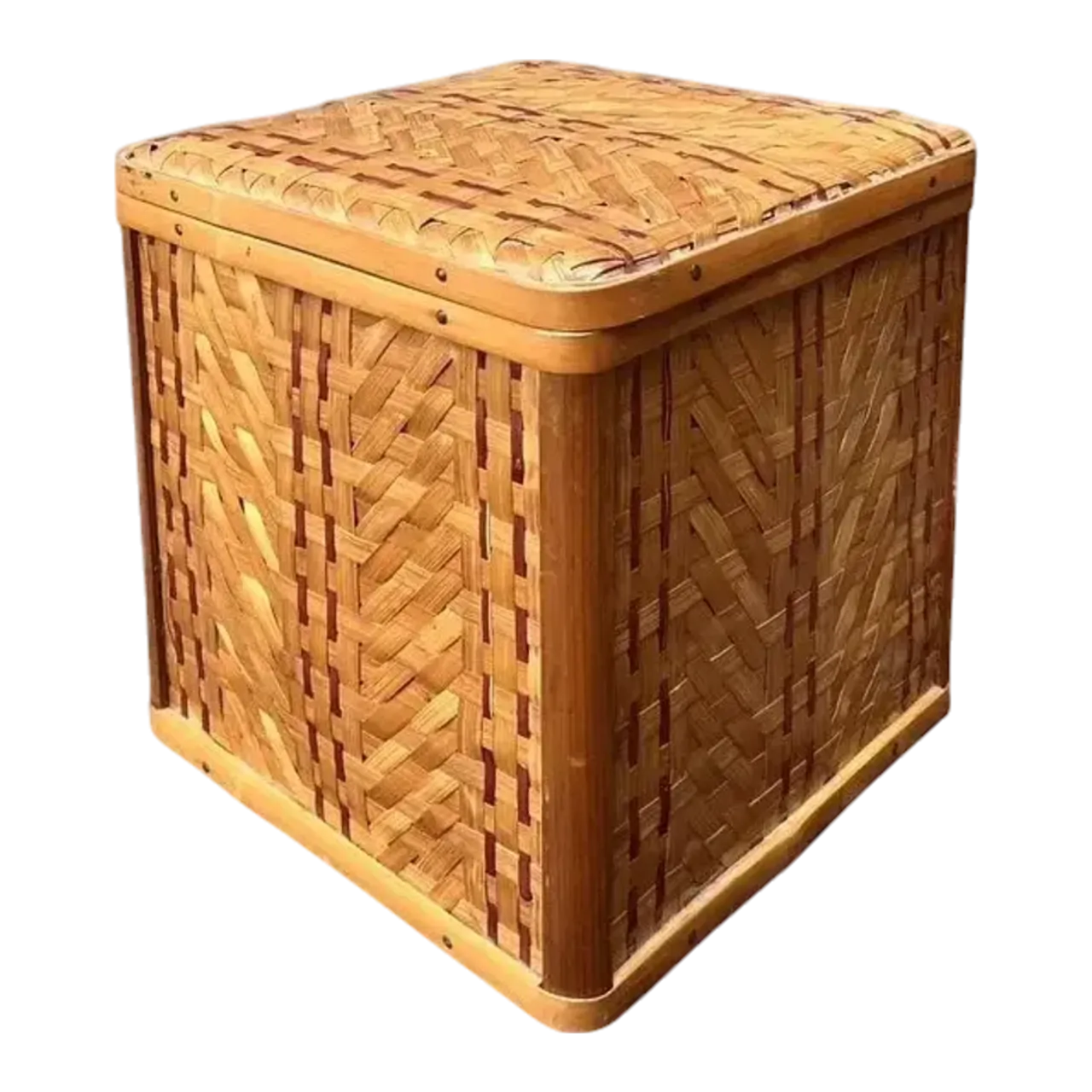 Vintage Shanghai Weave Hinged Lidded Box