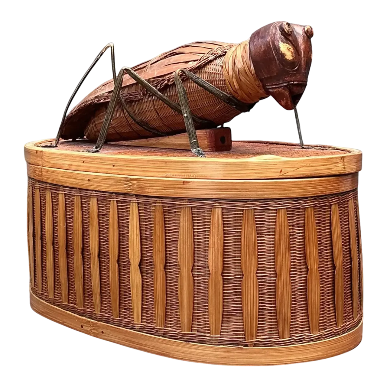 Vintage Shanghai Weave Woven Rattan Bug Box