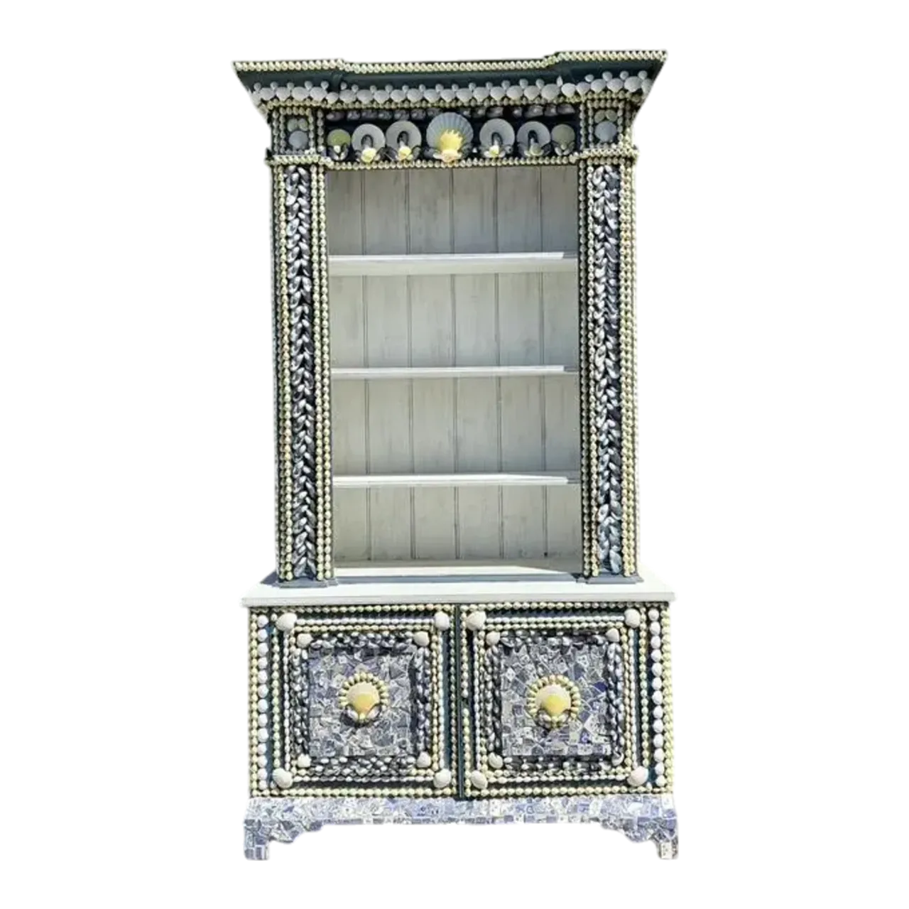 Vintage Shell Encrusted Tall Etagere