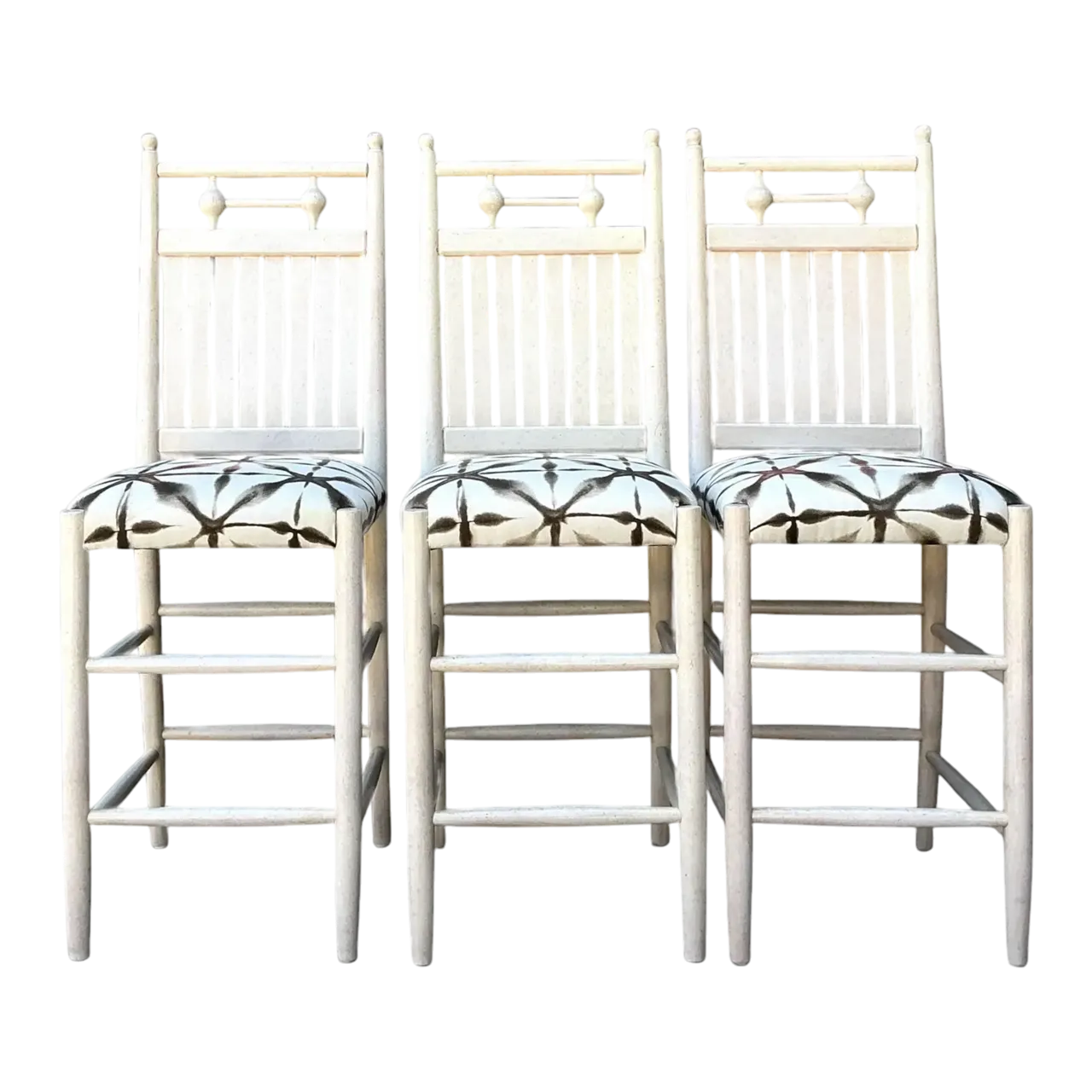 Vintage Slat Bar Stools - Set of 3
