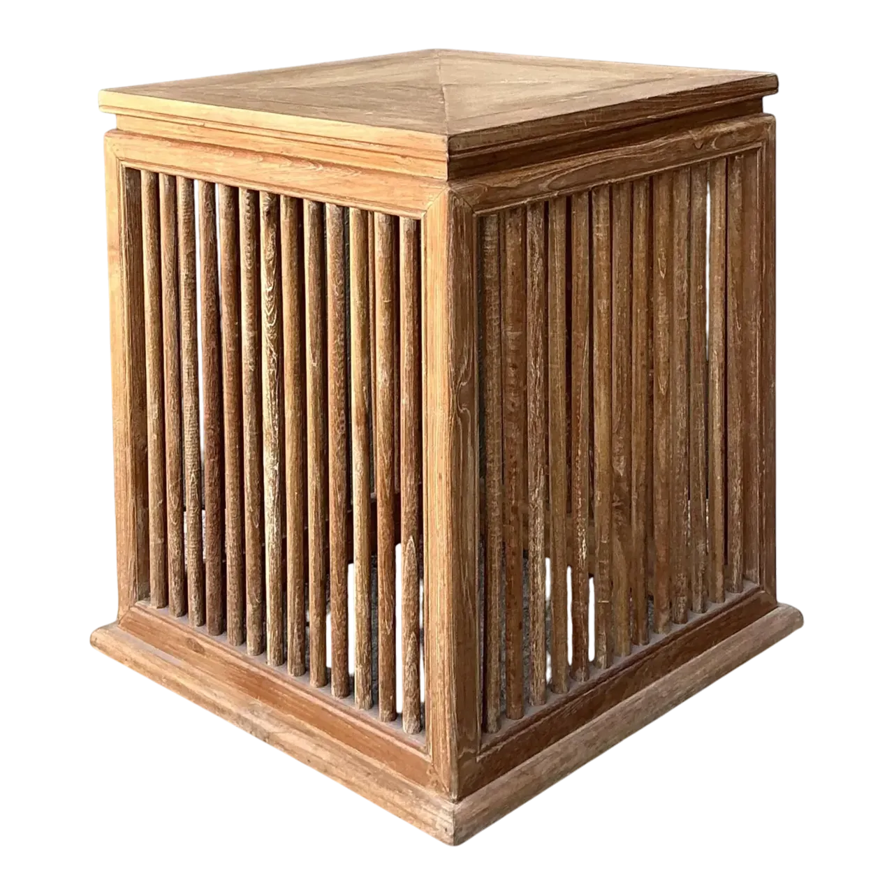 Vintage Slat Wood Side Table