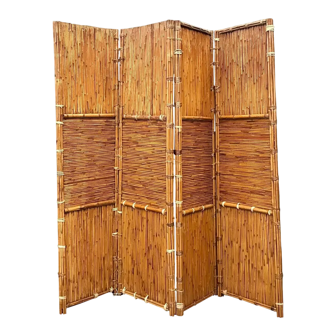 Vintage Split Bamboo Folding Screen