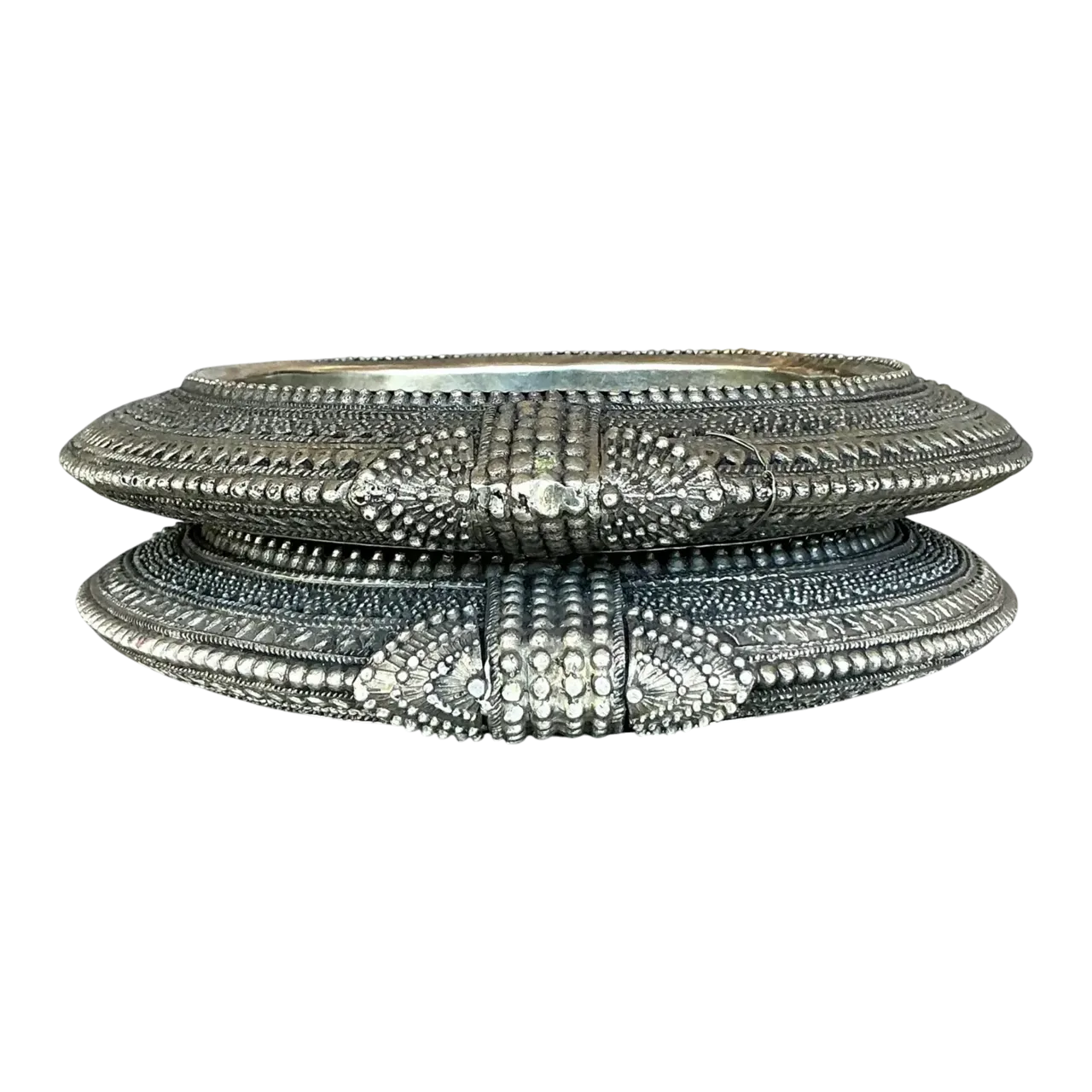 Vintage Tibetan Metal Catch All Trays - Set of Two