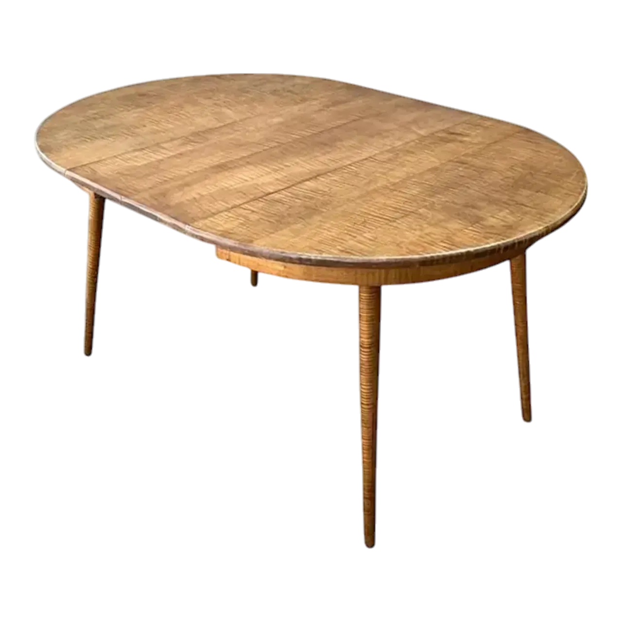 Vintage Tiger Maple Extendable Dining Table