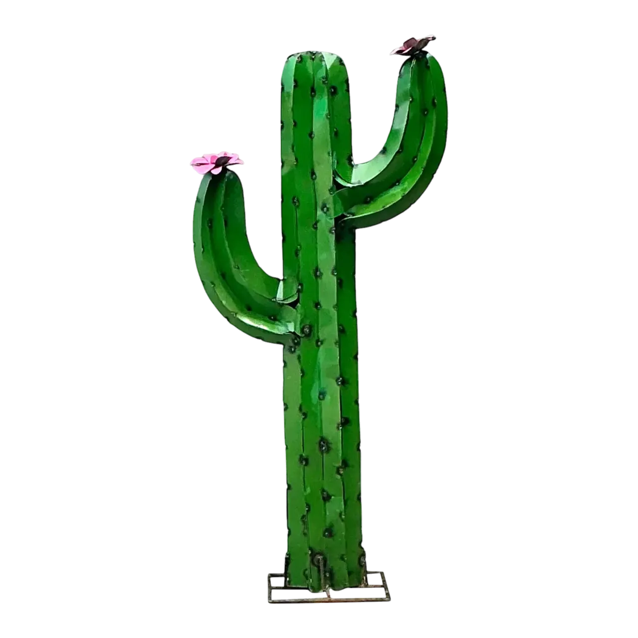 Vintage Torched Metal Standing Cactus