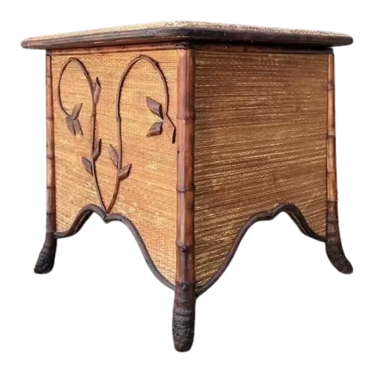Vintage Tortoise Bamboo Sewing Box