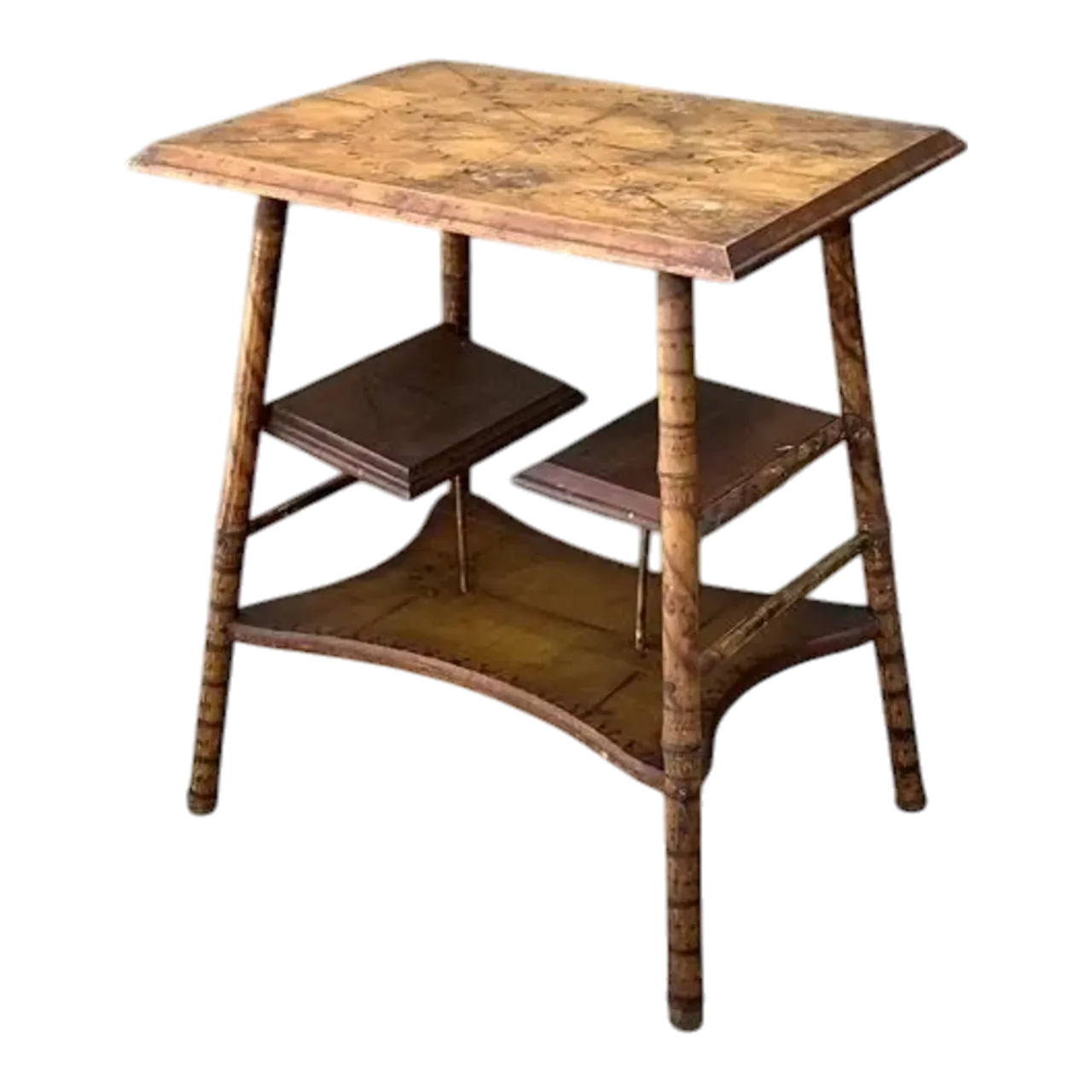 Vintage Tortoise Bamboo Side Table - Bamboo, 24.25W x 27.75H