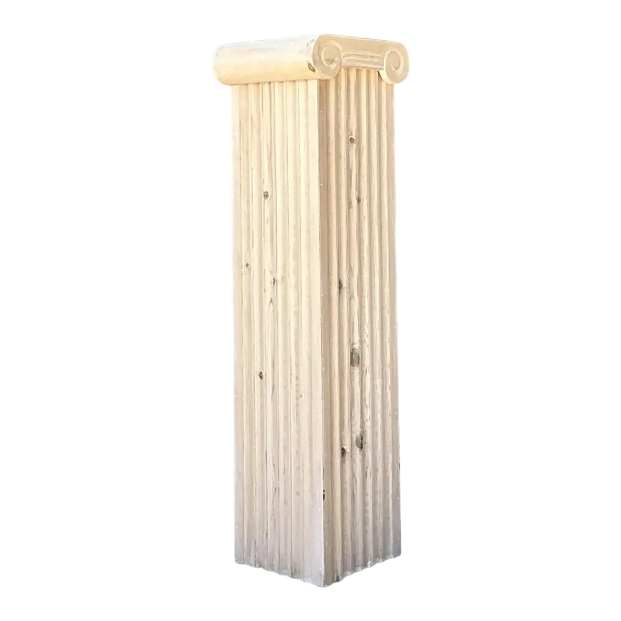 Vintage Washed Knotty Pine Column Pedestal