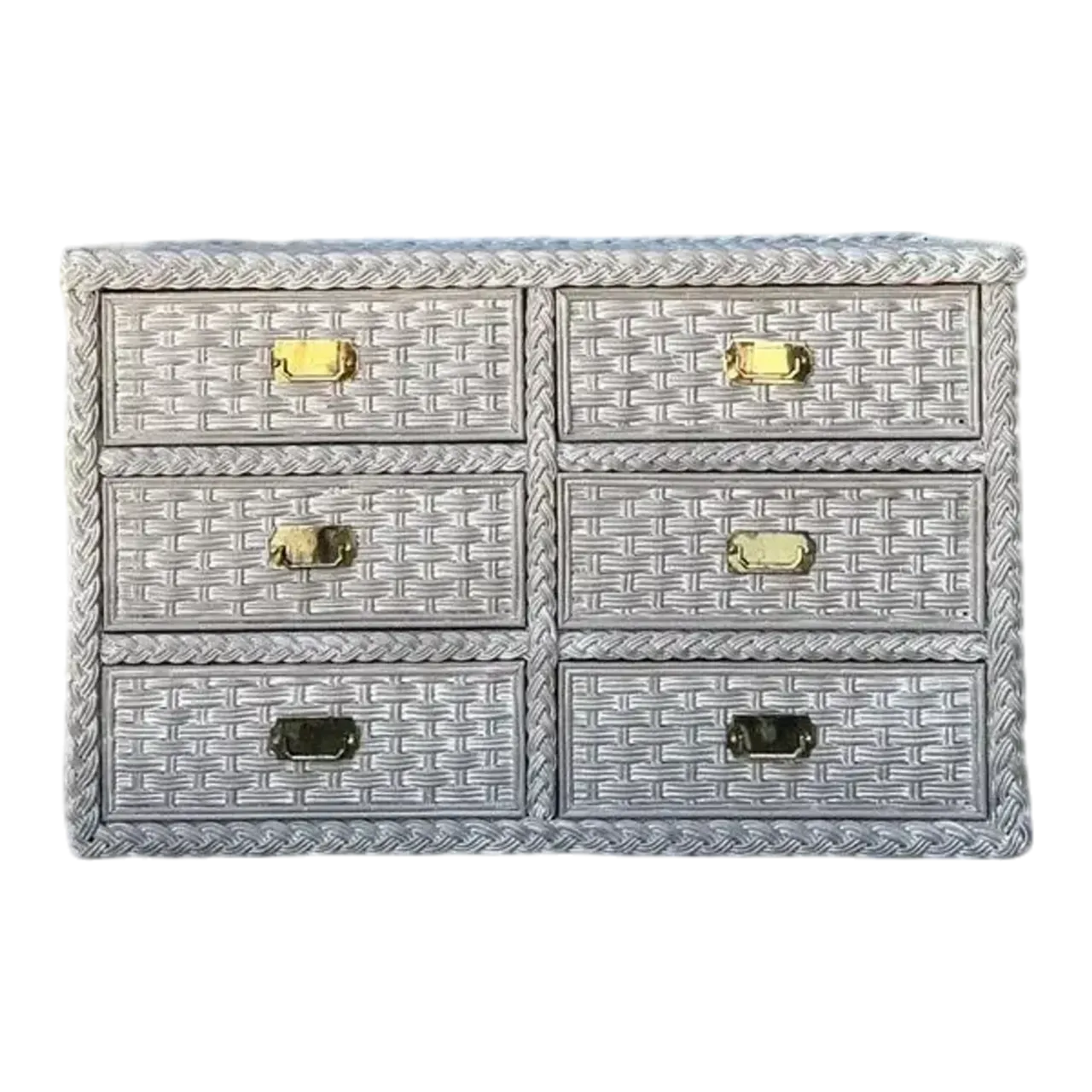 Vintage Washed Woven Rattan Dresser