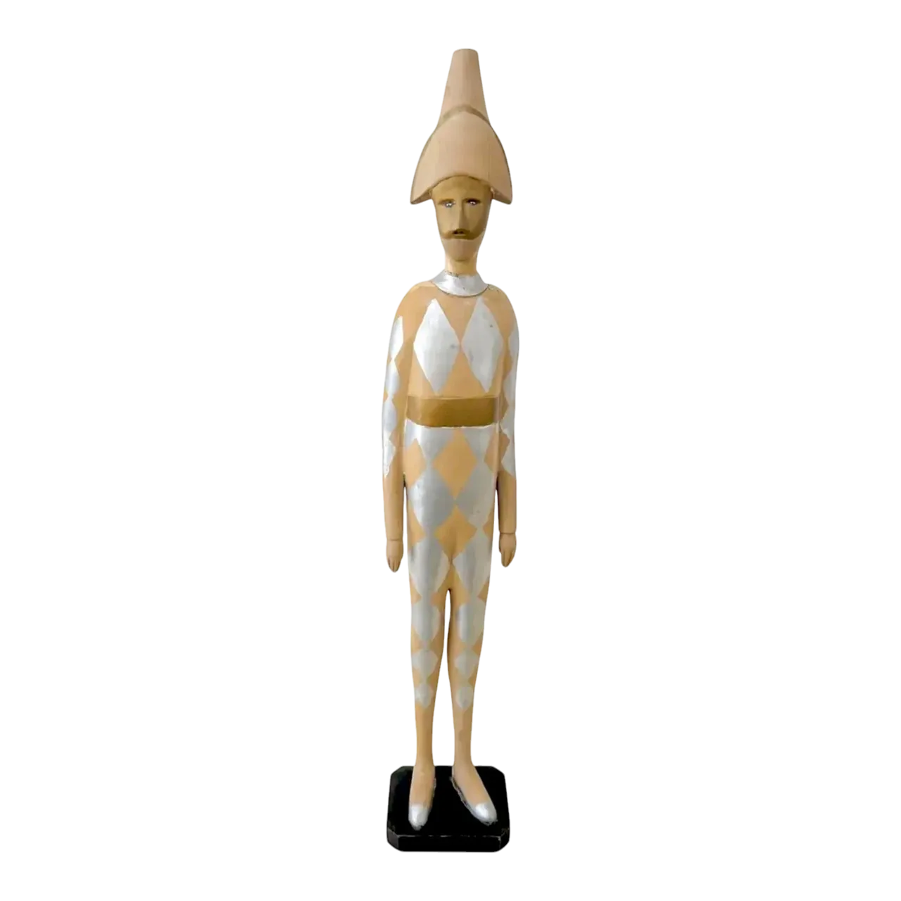Vintage Wooden Harlequin Jester Figure