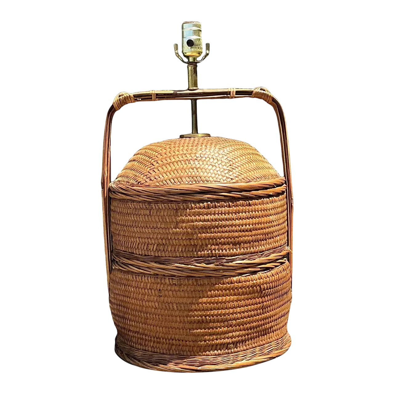 Vintage Woven Rattan Basket Lamp