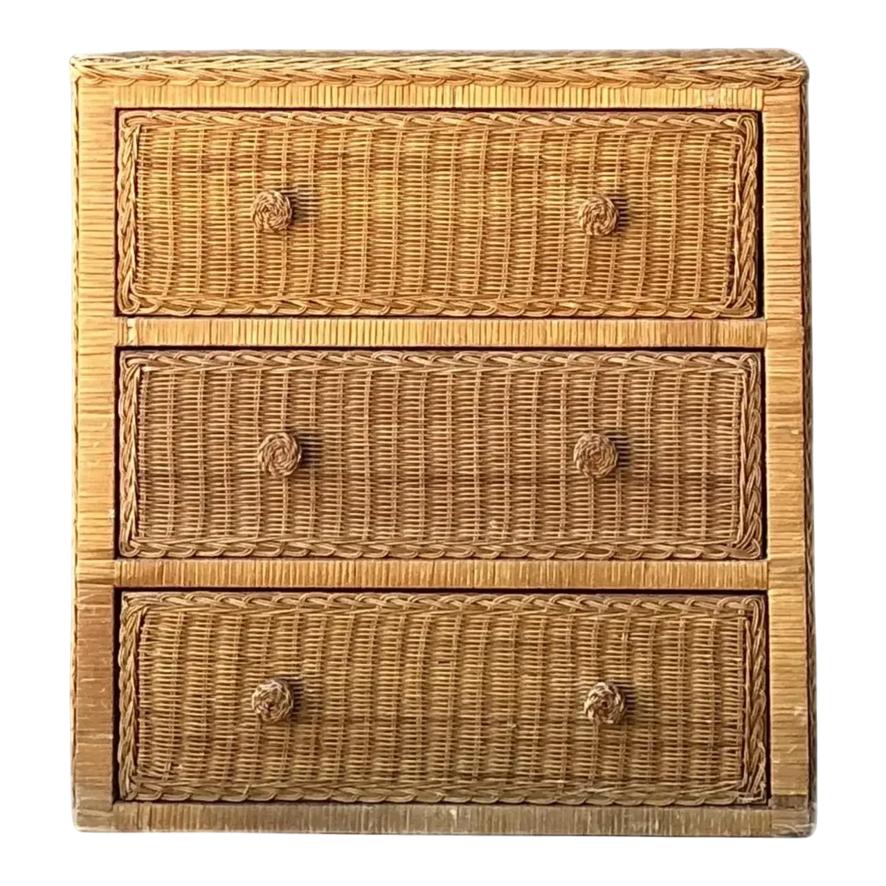 Vintage Woven Rattan Chest of Drawers - Rattan, 27.5W x 28.5H