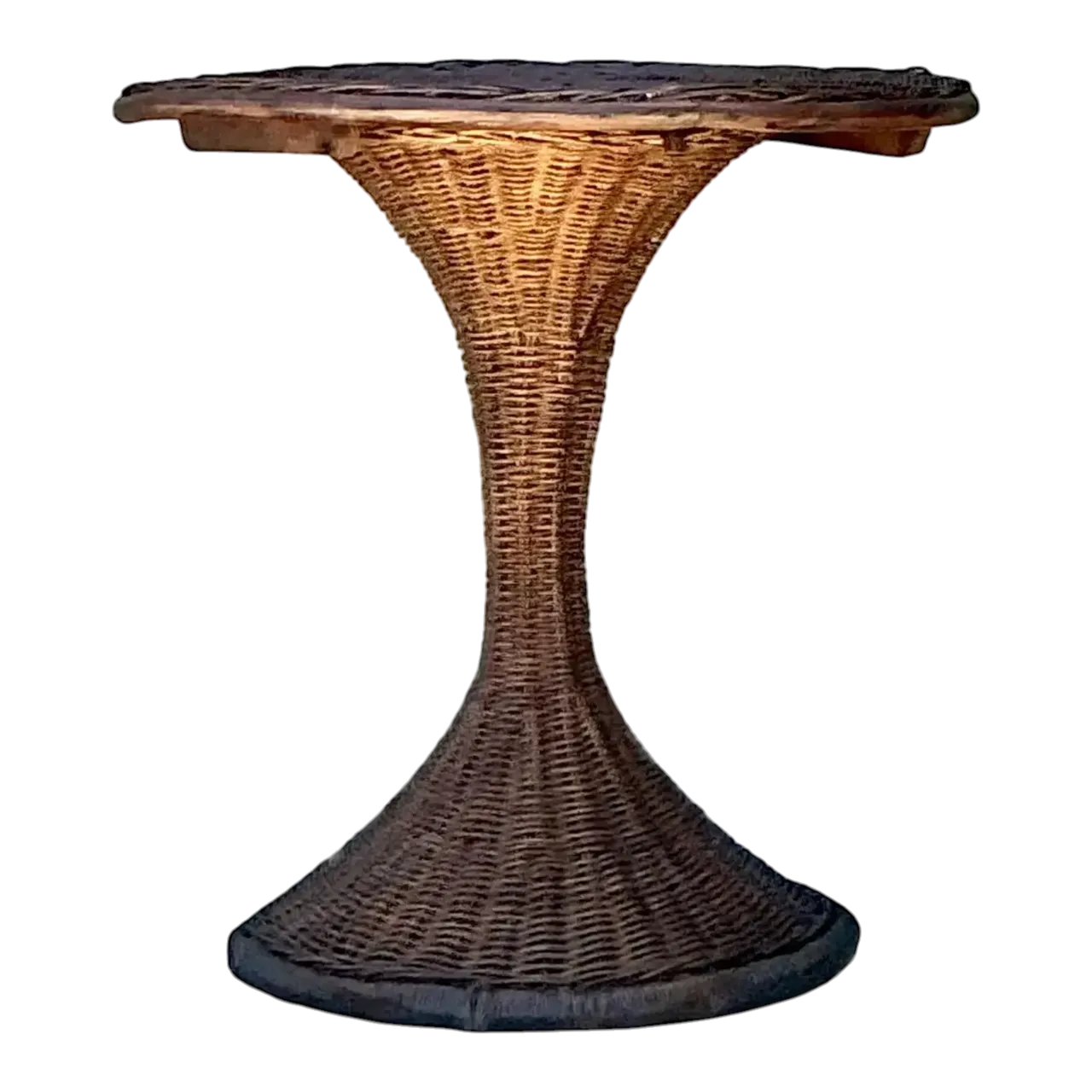 Vintage Woven Rattan Drinks Table