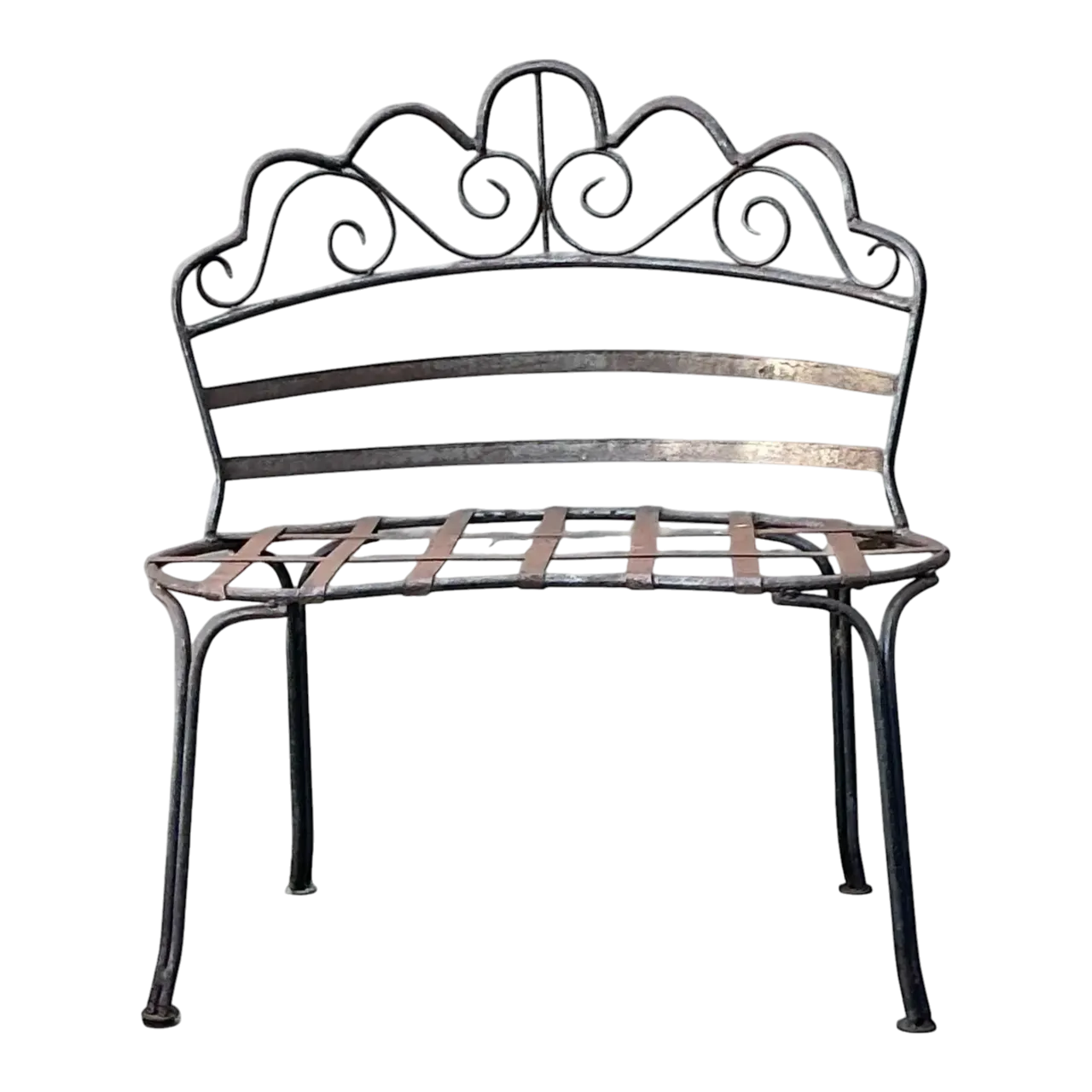 Vintage Wrought Iron Scroll Bench